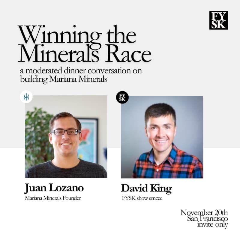 Cover Image for Winning The Minerals Race, a moderated founder dinner