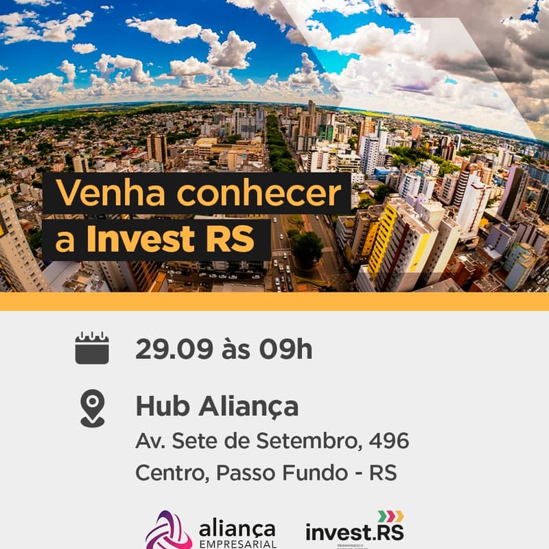 Cover Image for Venha conhecer a Invest RS no Hub Aliança