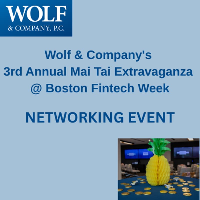 Cover Image for Wolf & Company's 3rd Annual Mai Tai Extravaganza @ Boston Fintech Week