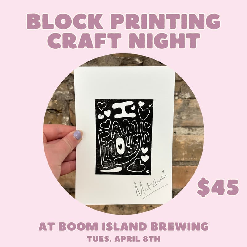 Cover Image for Block Printing Craft Night at Boom Island Brewing