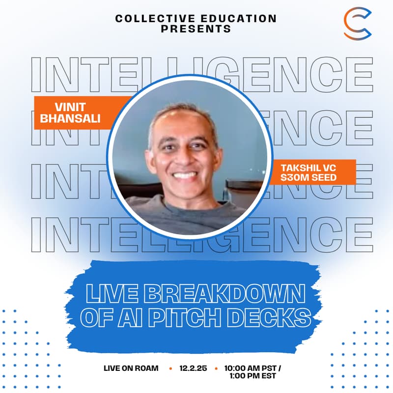 Cover Image for Collective Intelligence: Live Pitch w/$30M Seed VC [Submit Your Deck]