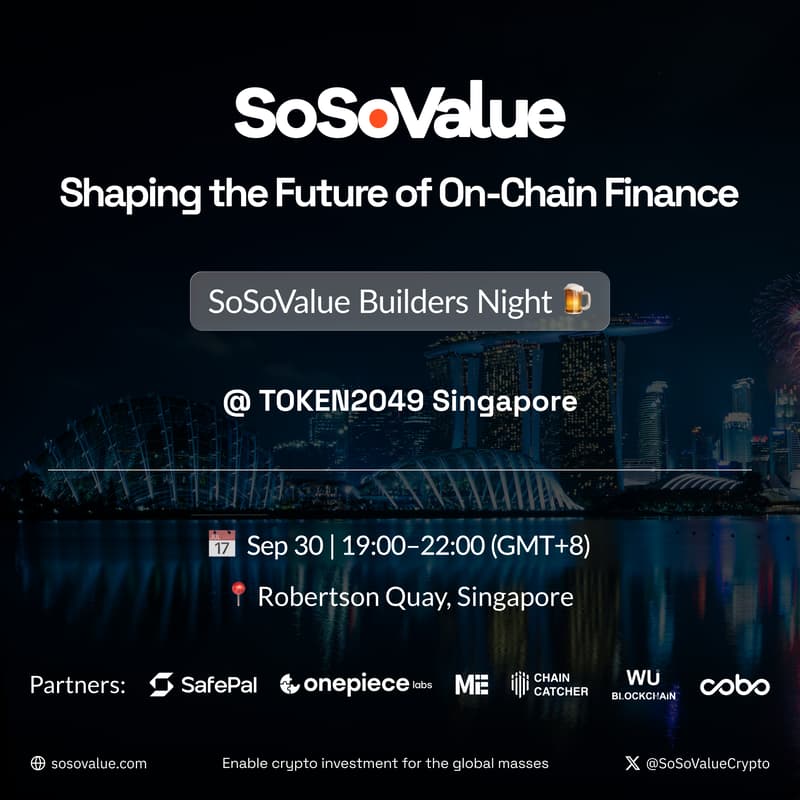 Cover Image for SoSoValue Builders Night | Shaping the Future of On-chain Finance🍺 @TOKEN2049 Singapore