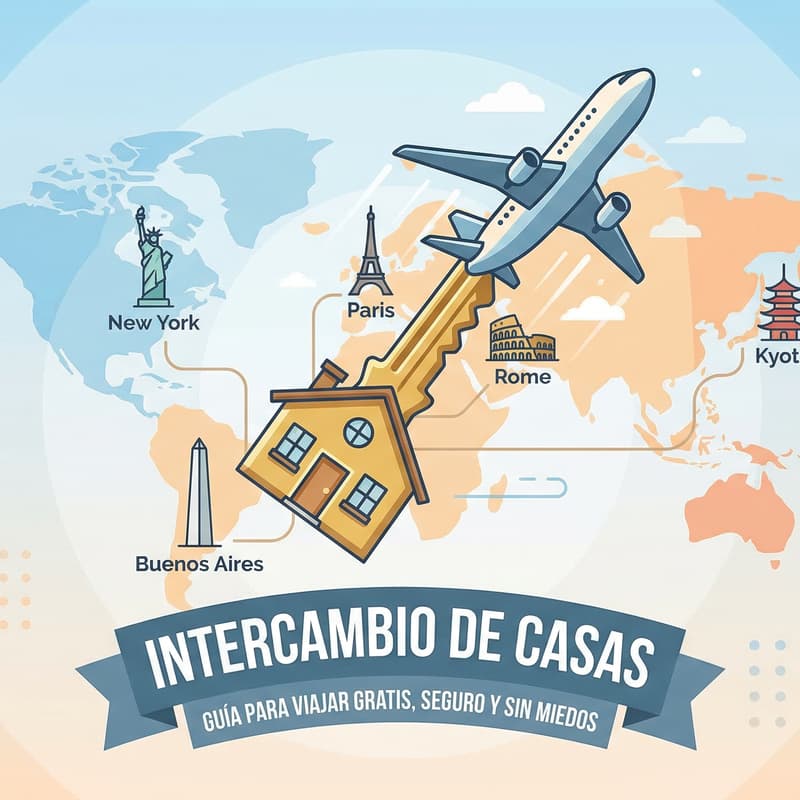 Cover Image for Intercambio de casas: Guía para viajar gratis, seguro y sin miedos. ONLINE