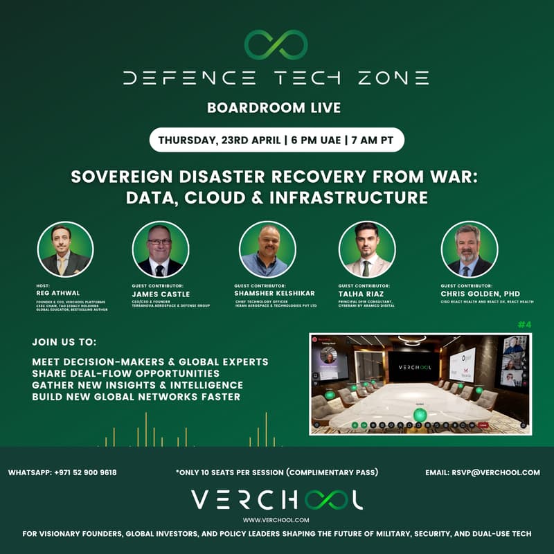 Cover Image for Defence Tech Zone - Boardroom Live #4 | Sovereign Disaster Recovery from War: Data, Cloud & Infrastructure