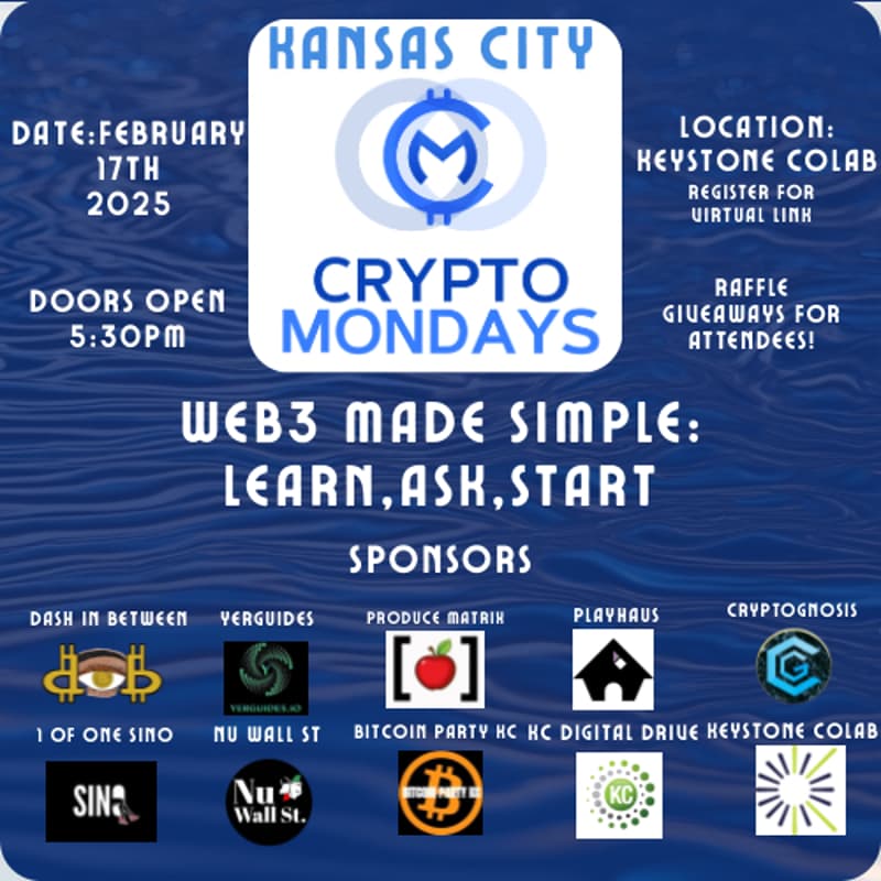 Cover Image for Kansas City CryptoMondays: Learn. Ask. Start.
