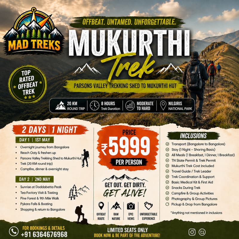 Cover Image for Parsons Valley Trek & Ooty Getaway | 2D/1N