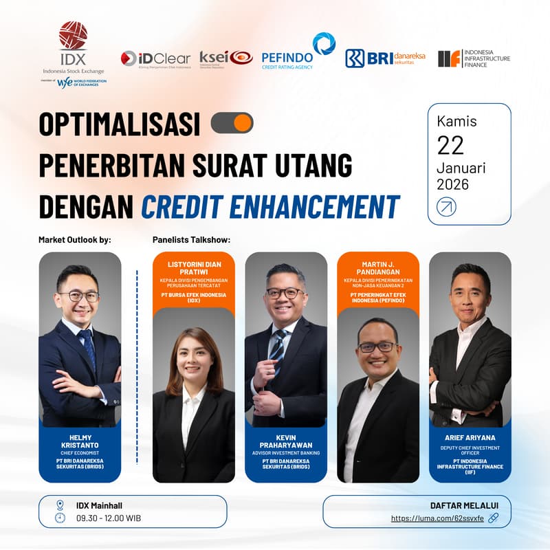 Cover Image for BEI, Pefindo, IIF dan BRIDS - Seminar "Optimalisasi Penerbitan Surat Utang dengan Credit Enhancement"