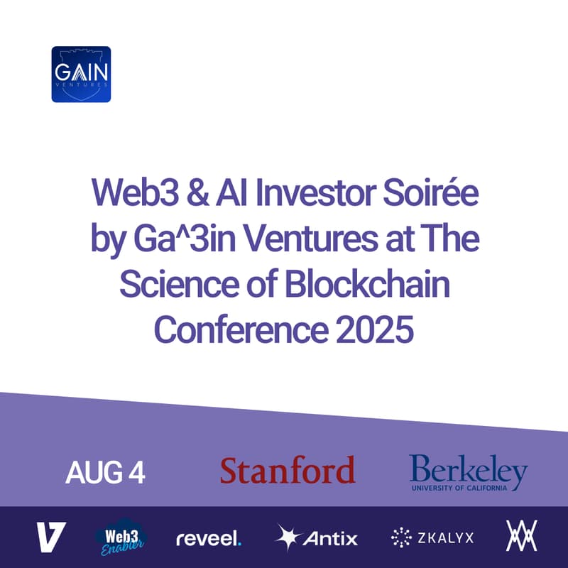 Cover Image for Web3 + AI Investor Soirée by Ga^3in Ventures at The Science of Blockchain Conference 2025