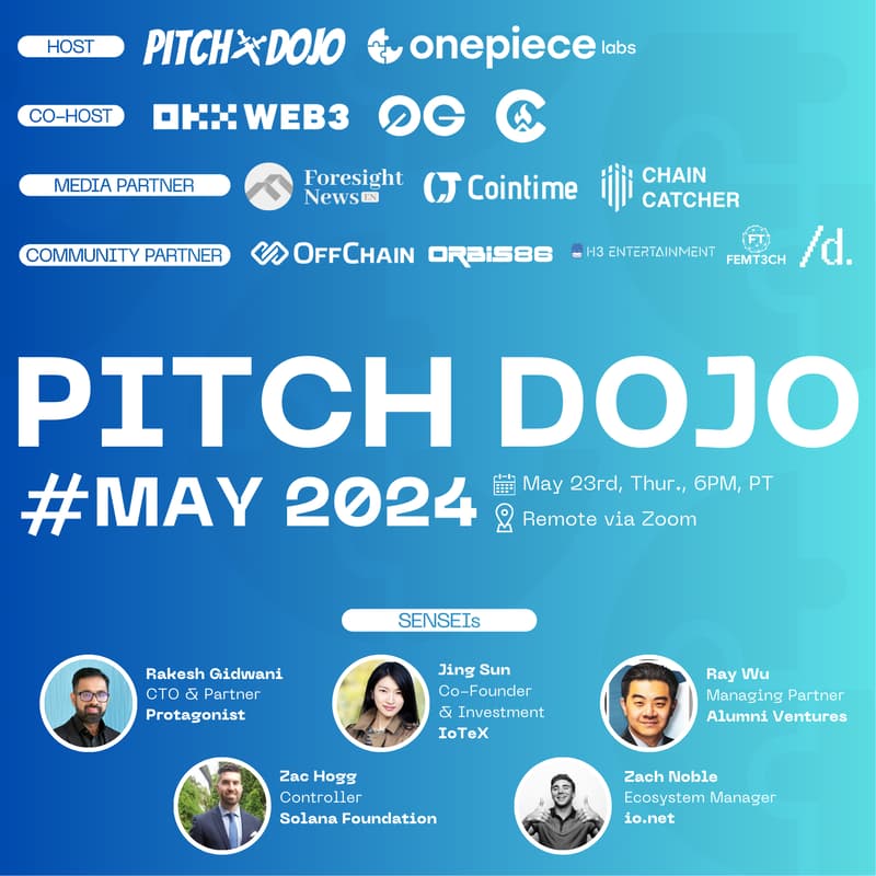 Cover Image for 🎤Pitch Dojo🎤 #MAY2024 - Audience Favorite Vote & Earn!