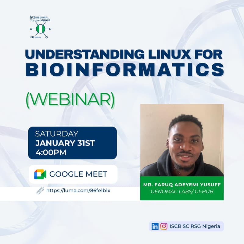 Cover Image for ISCB SC RSG-Nigeria Webinar - Understanding Linux for Bioinformatics