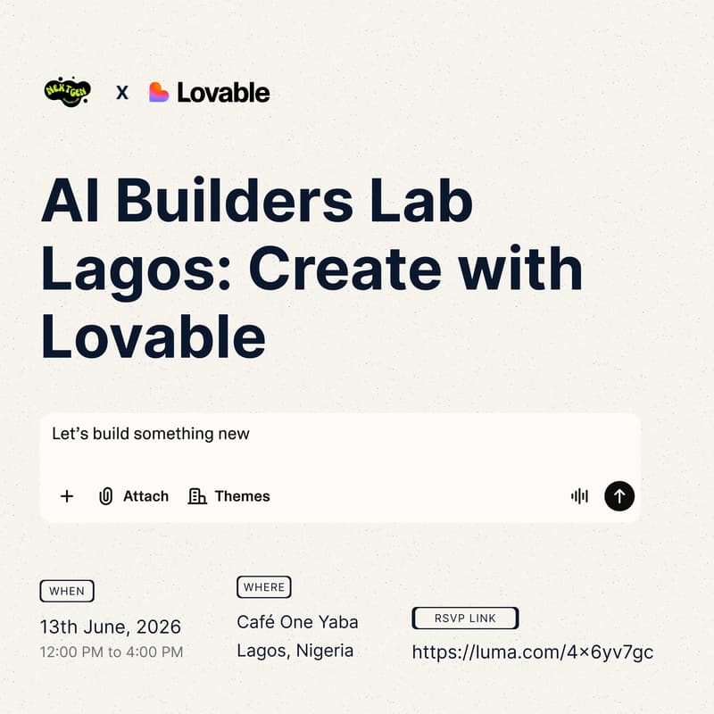 Cover Image for AI Builders Lab Lagos: Create with Lovable
