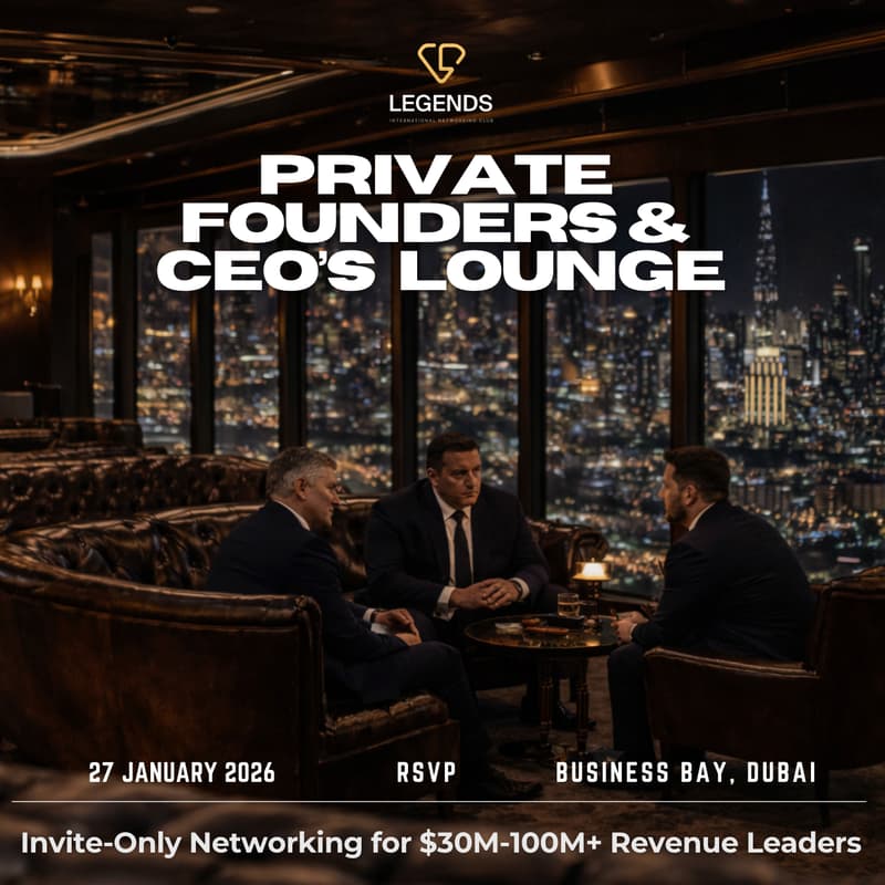 Cover Image for Legends Private Founders & CEOs Lounge. Invite-Only Networking for $30M-100M+ Revenue Leaders