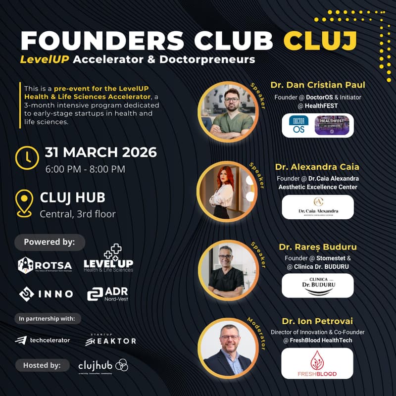 Cover Image for Founders Club Cluj: LevelUP Accelerator & Doctorpreneurs