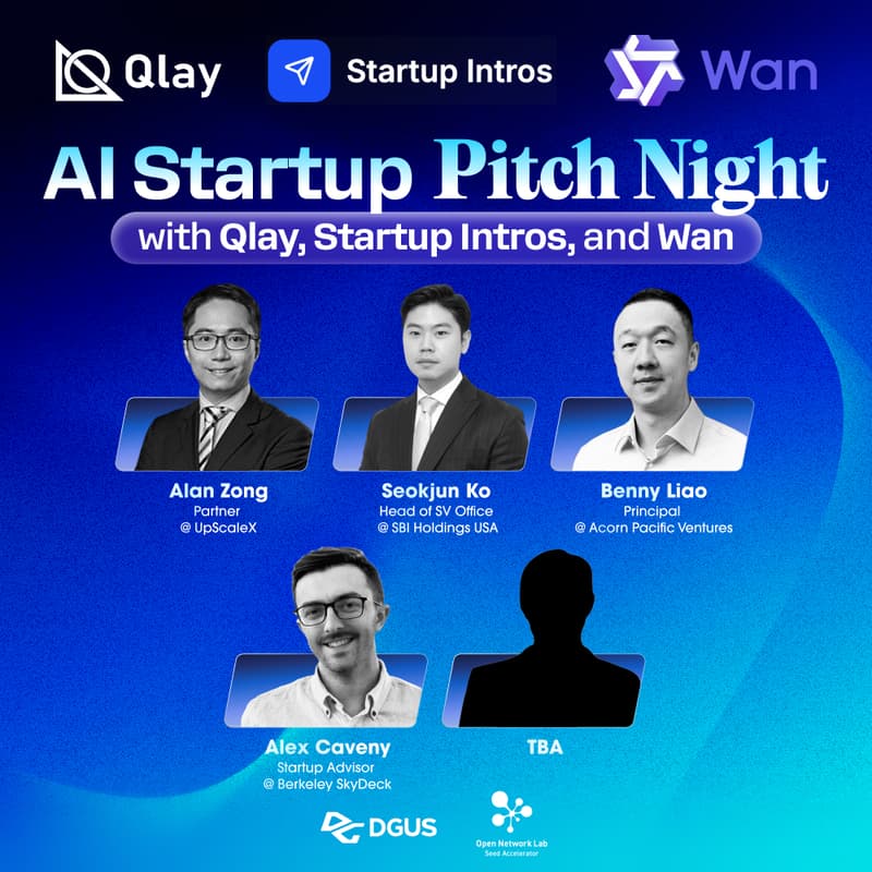 Cover Image for AI Startup Pitch Night with Qlay, Startup Intros, and Wan