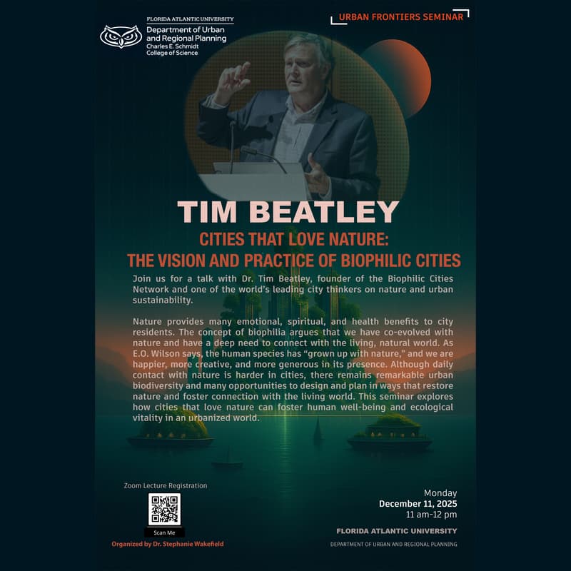 Cover Image for Urban Frontiers Seminar: Tim Beatley – Cities That Love Nature; The Vision and Practice of Biophilic Cities