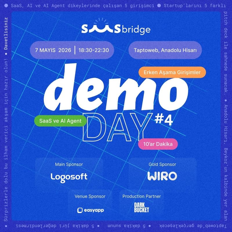 Cover Image for Demo Day #4 - SaaS, AI Agent ve Agentic AI (Sadece Erken Aşama Startuplar)