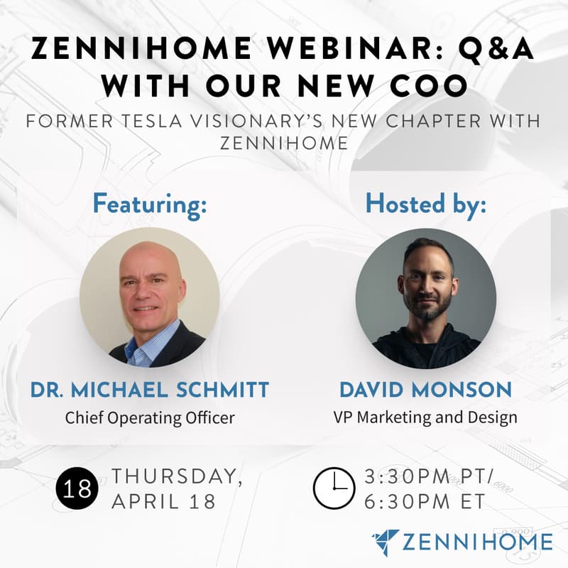 Cover Image for ZenniHome Webinar: Q&A with our new COO 🎉 - Previously Tesla and Bosch Automotive