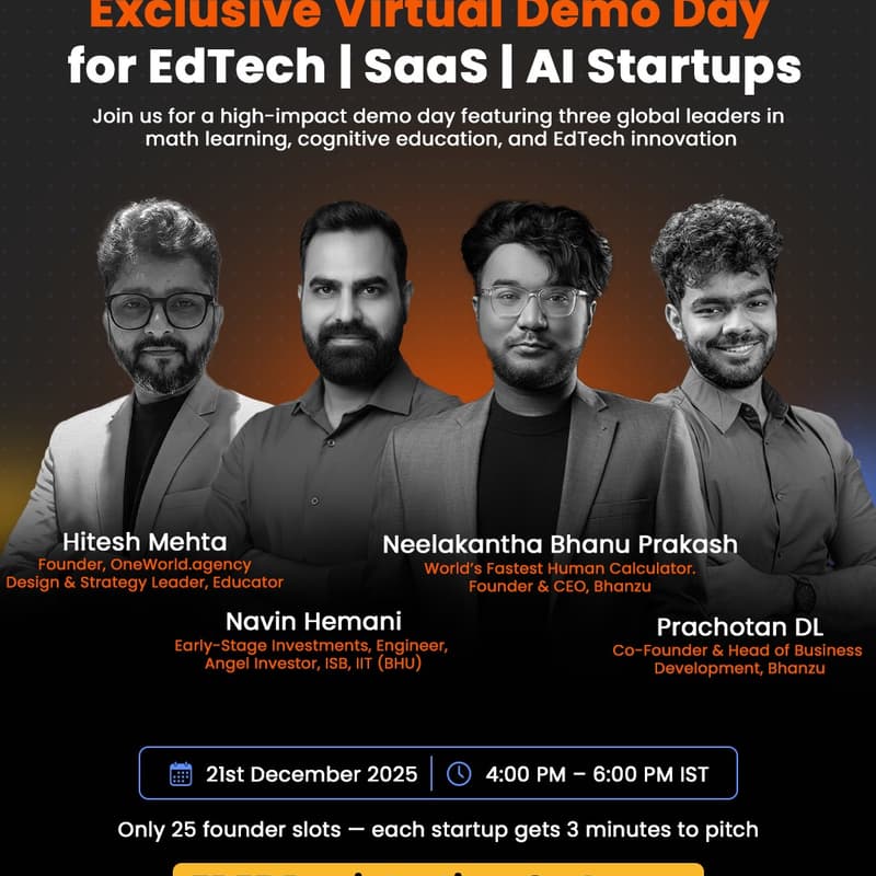 Cover Image for Outreach Network : Exclusive Virtual Demo Day for EdTech | SaaS | AI Startups