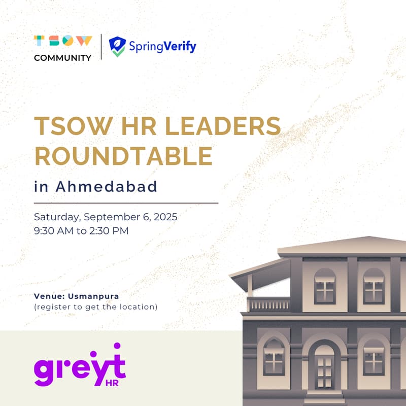 Cover Image for TSOW HR Leaders Roundtable in Ahmedabad
