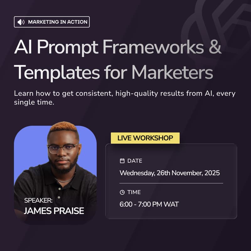 Cover Image for AI Prompt Frameworks & Templates for Marketers (Live Workshop)