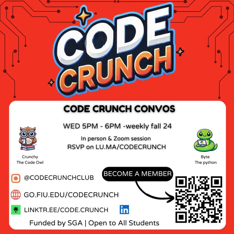 Cover Image for Code Crunch Convos | PC 449 (In-person event, also streaming on Zoom)