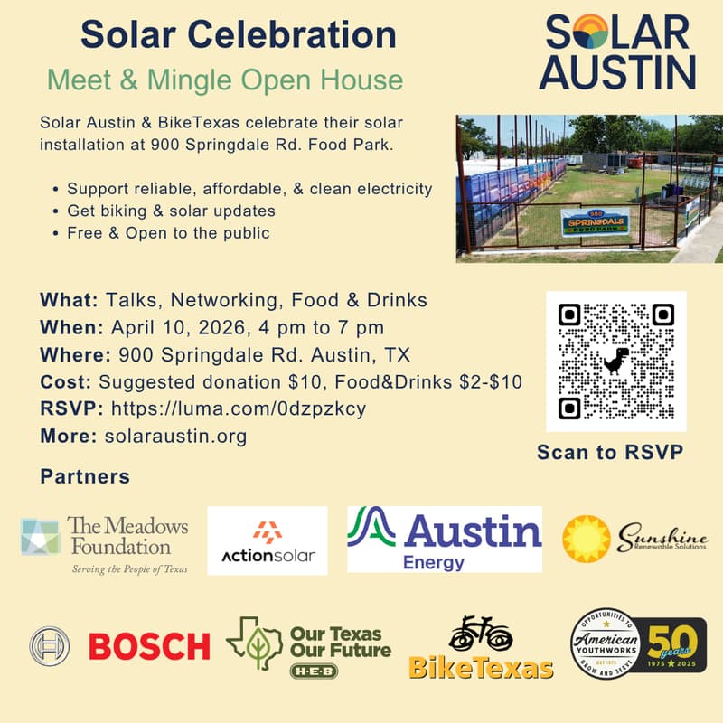 Cover Image for Solar Celebration co-hosted by Solar Austin & BikeTexas