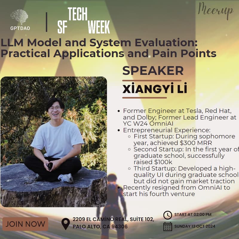 Cover Image for #SF TECH WEEK: Former Tesla and YC OmniAI Lead Engineer Shares Insights on LLM Model and System Evaluation: Applications and Pain Points