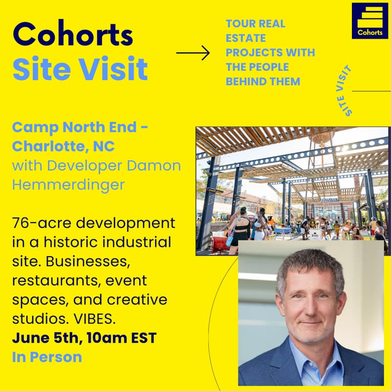 Cover Image for Cohorts Site Visit - Camp North End with developer Damon Hemmerdinger - Charlotte, NC (In Person)