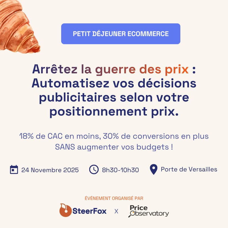 Cover Image for Petit déjeuner e-commerce     -    Arrêtez la guerre des prix : Automatisez vos décisions publicitaires selon votre positionnement prix.
