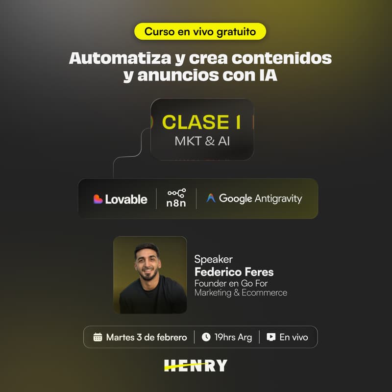 Cover Image for AI para Marketing | Automatiza contenido y anuncios con Lovable, n8n y Antigravity