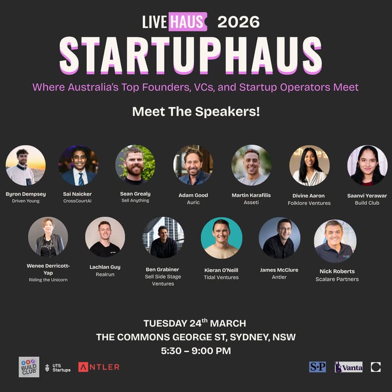 Cover Image for StartupHaus Sydney · March 2026: Where Australia’s Top Founders, VCs & Startup Operators Meet