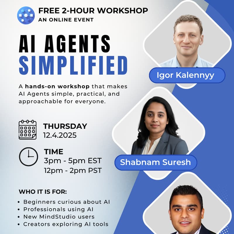 Cover Image for AI Agents, Simplified: A Free 2-Hour Workshop on Building Intelligent Workflows