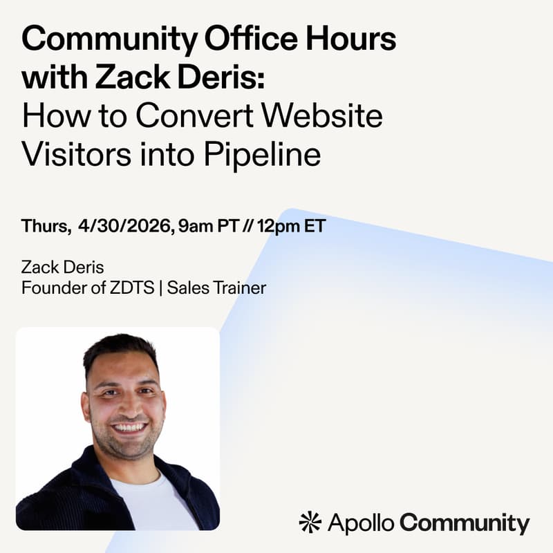 Cover Image for Apollo Community Office Hours: How to Convert Website Visitors into Pipeline