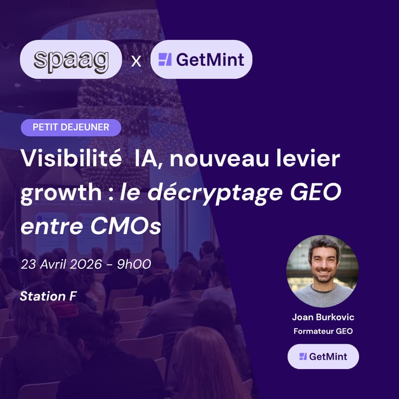 Cover Image for La recommandation IA, nouveau levier growth : le décryptage GEO entre CMOs - Spaag x GetMint