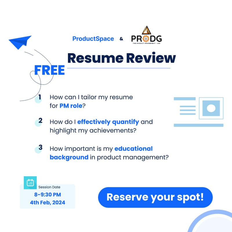 Cover Image for Resume Review for PM Roles | Product Space <> PRODG
