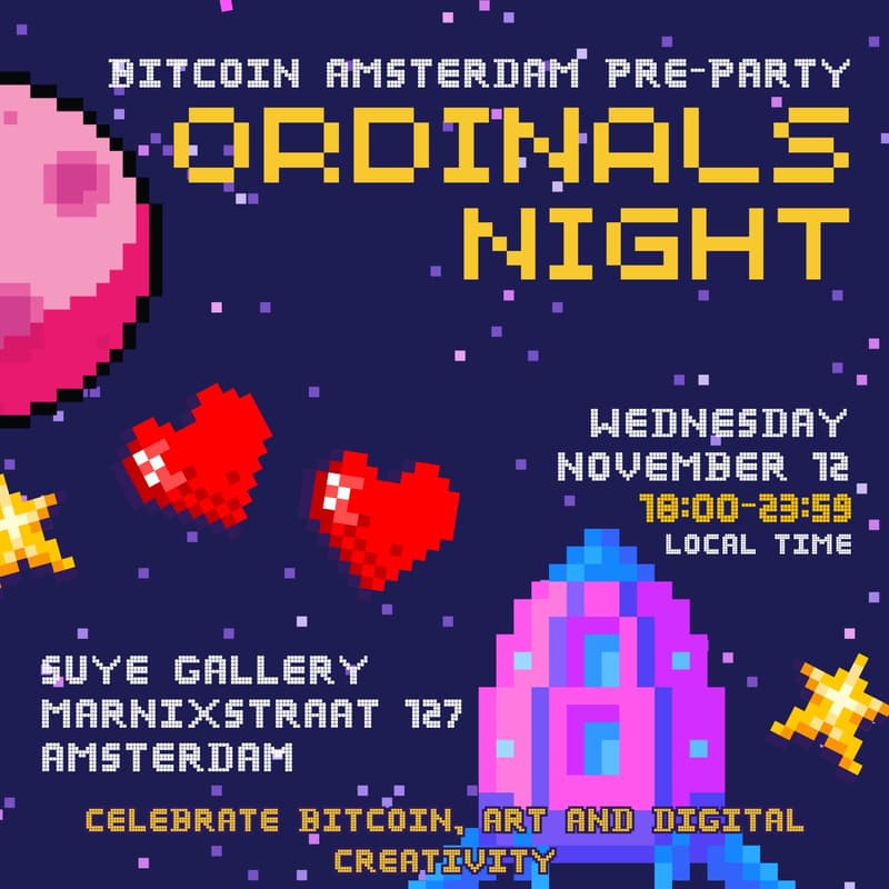 Cover Image for Bitcoin Amsterdam TLP SUYE Gallery | Web3 HQ - Ordinals Gallery Meetup! Ft Planets on Bitcoin / ART Vibes