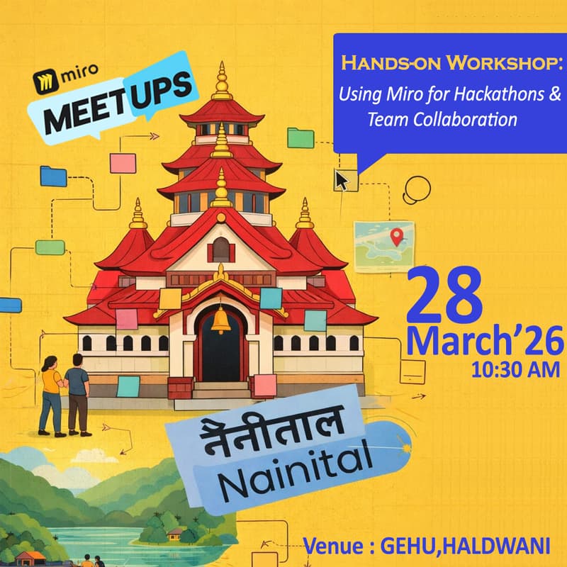 Cover Image for Miro Meetup Nainital : Hands-on Workshop- Using Miro for Hackathons & Team Collaboration