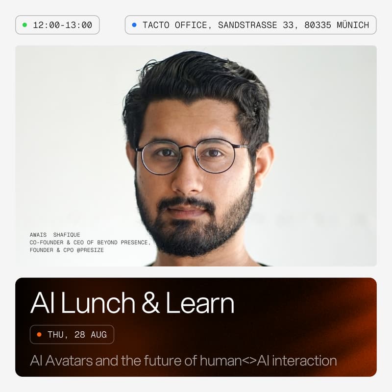 Cover Image for AI Lunch & Learn: AI Avatars and the future of human<>AI interaction with Awais Shafique