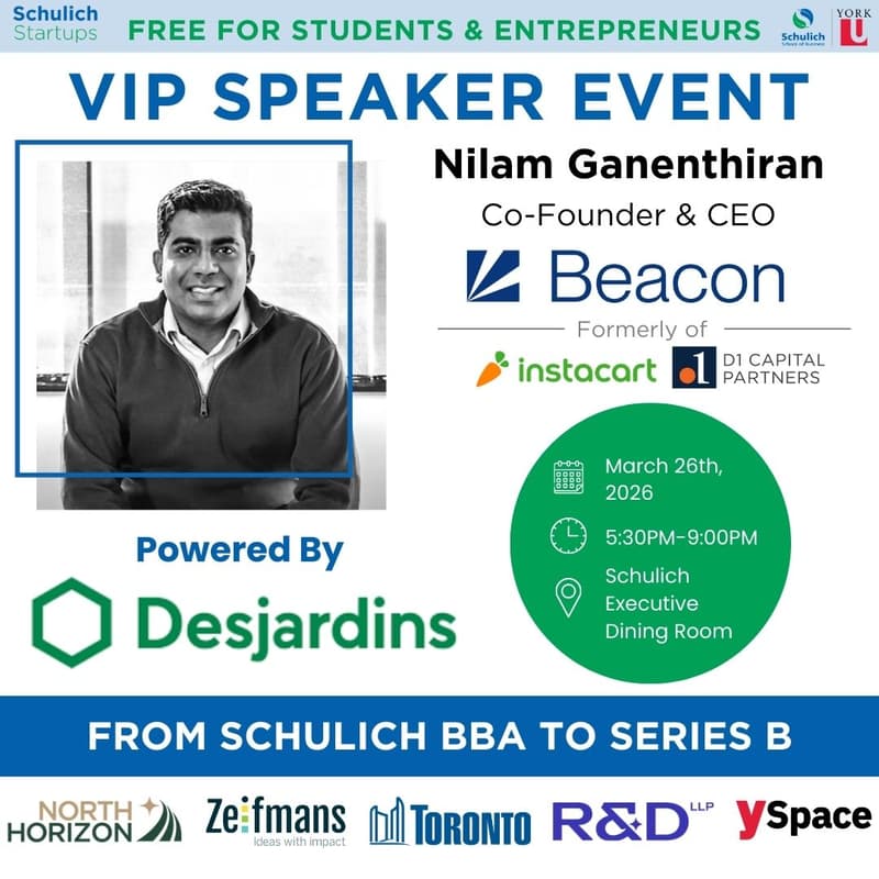 Cover Image for Schulich VIP Session ft. Nilam Ganenthiran, Founder & CEO of Beacon Software ($250M Series B)