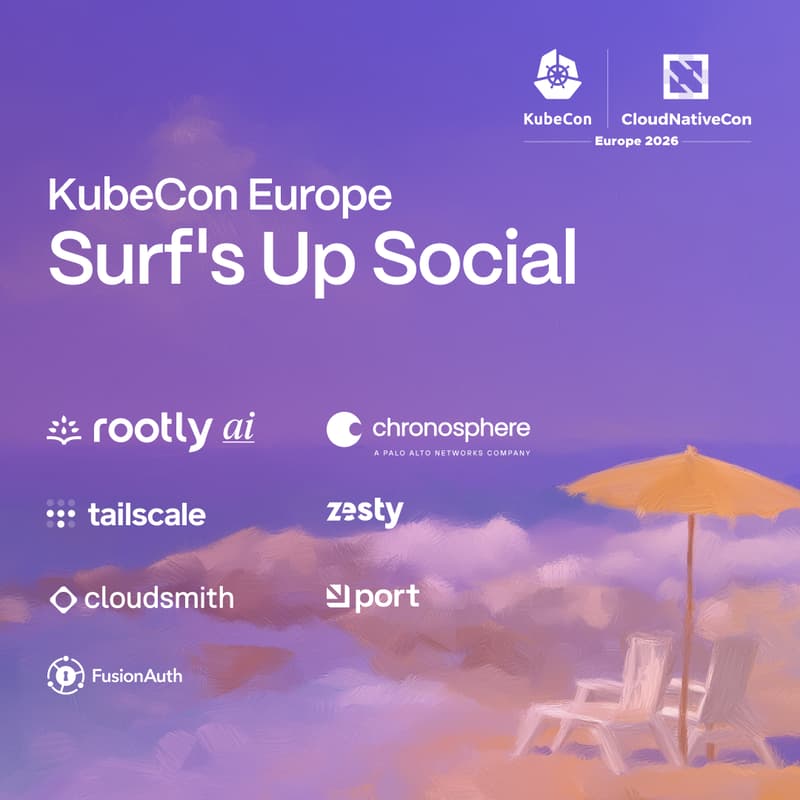 Cover Image for KubeCon Europe Surf’s Up Social w/ Rootly AI, Tailscale, Port, Zesty, FusionAuth, & Chronosphere, A Palo Alto Networks Company