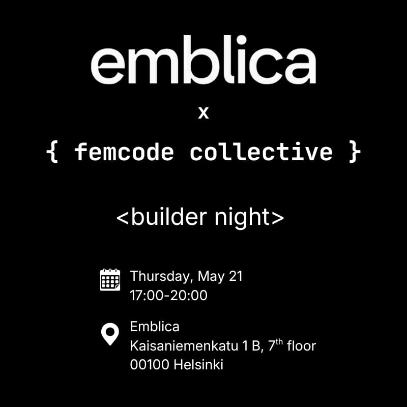 Cover Image for Femcode Collective x Emblica: builder night, data dive