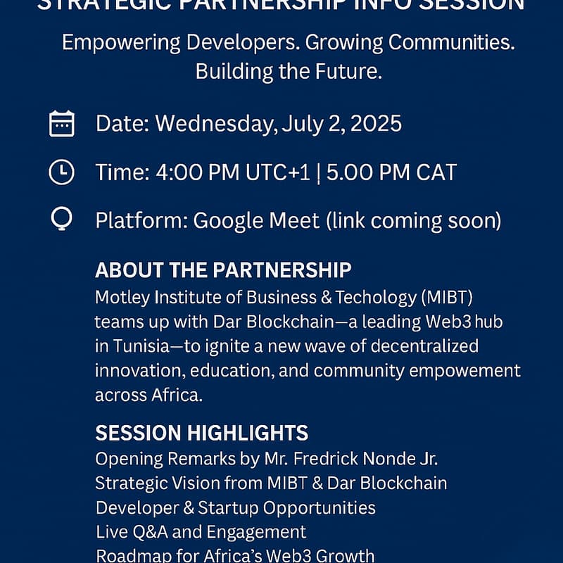Cover Image for Web3 Without Borders - The MIBT x Dar Blockchain Strategic Partnership Info Session