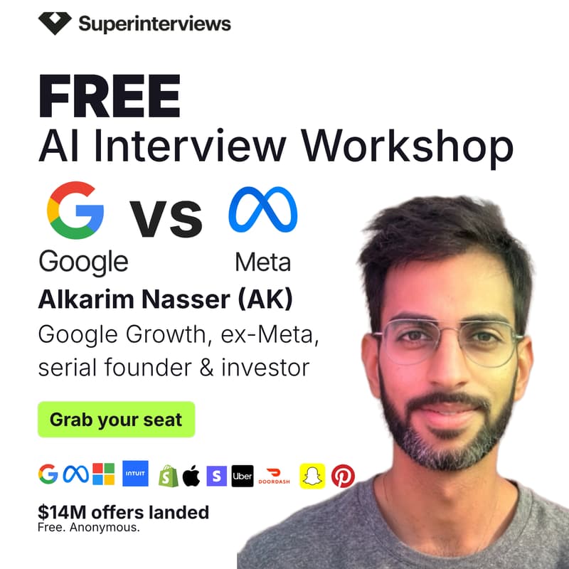 Cover Image for Google vs Meta: Free AI PM Interview Workshop With Google Growth and ex-Meta leader, Alkarim Nasser (AK)
