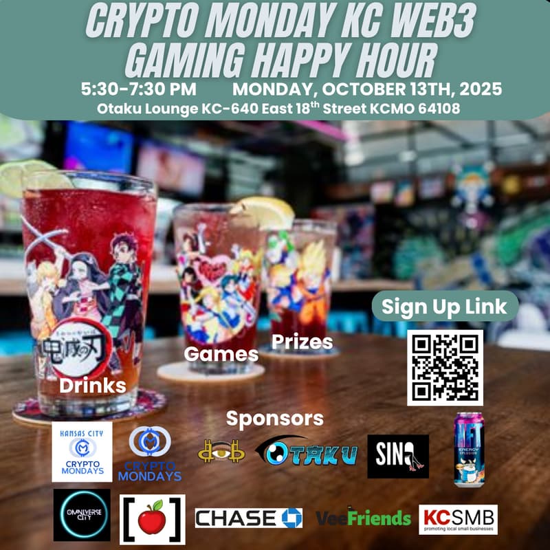 Cover Image for CryptoMondays Kansas City Web3 Gaming Happy Hour