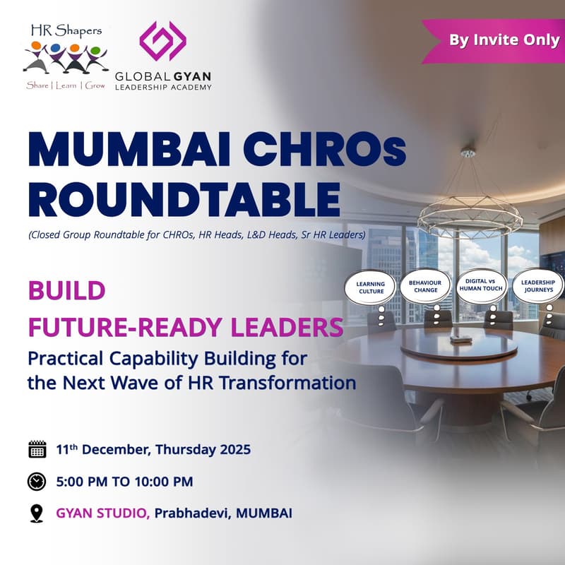 Cover Image for Mumbai CHROs Roundtable I HR Shapers & GlobalGyan Leadership Academy l