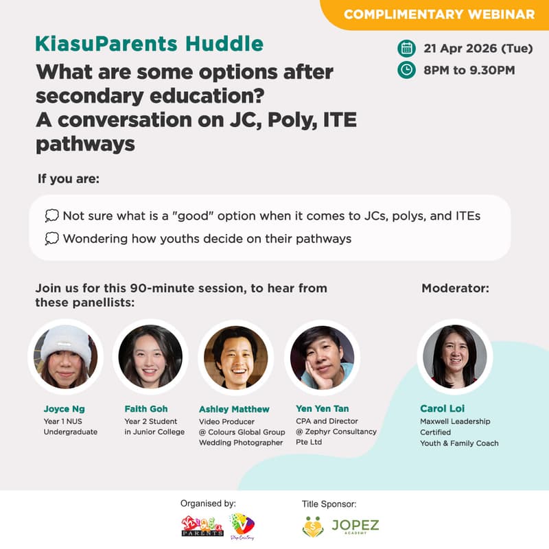 Cover Image for KiasuParents Huddle: A conversation on JC, Poly, ITE pathways