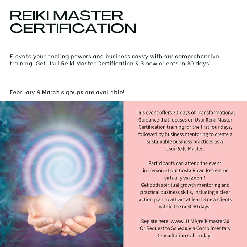 Cover Image for Usui Reiki Master Certification Training + 3 New Clients In 30 Days