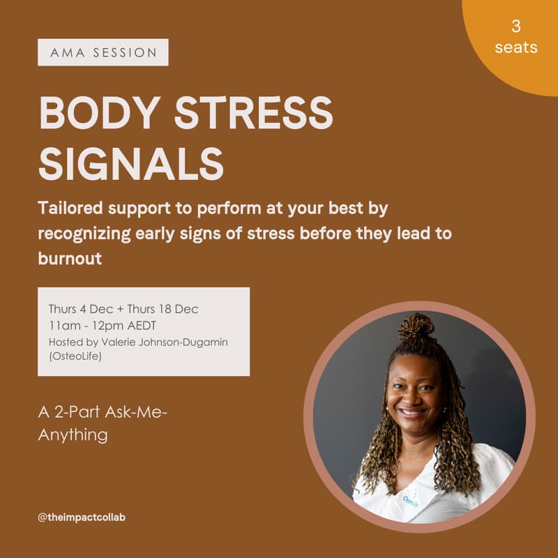 Cover Image for Body Stress Signals Expert Pod — with Valerie Johnson-Dugamin from OsteoLife