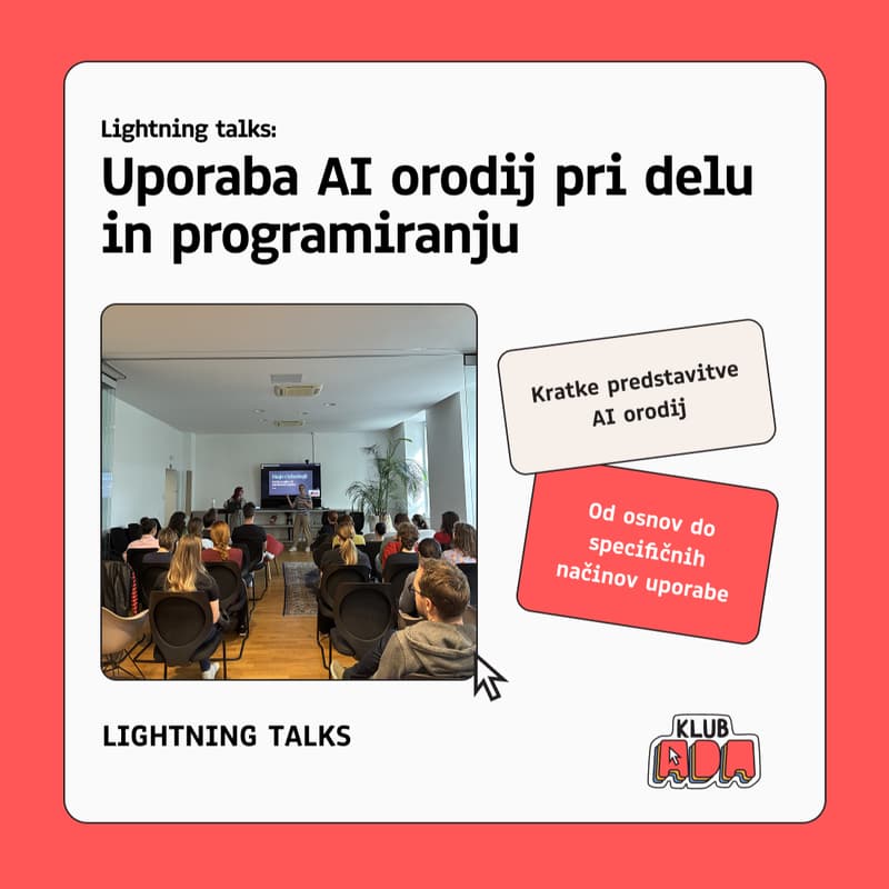 Cover Image for Lightning talks: Uporaba AI orodij pri delu in programiranju