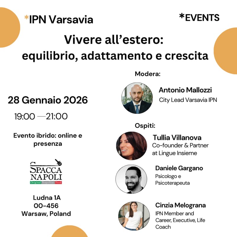 Cover Image for IPN Varsavia & Online - Vivere all’estero: equilibrio, adattamento e crescita